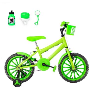 Imagem de Bicicleta Infantil Aro 16 Nylon + Kit Passeio Verde Claro