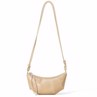 Imagem de Bolsa tiracolo feminina de couro genuíno com chifre de boi, bolsa pequena de ombro, bolsa preta chique (preto), Aprico, Small