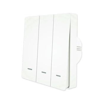 Imagem de Interruptor de luz inteligente Tuya ZigBee sem fio neutro sem necessidade de capacitor, vida inteligente, 2/3 vias, compatível com Alexa Gogle Home-3 Gang White