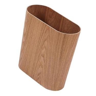 Imagem de IEUDNS Lixeira portátil, enfeite, resistente, com tampa aberta, lixeira de 6L para sala de estar, lavanderia, cozinha e banheiro, Marrom Claro