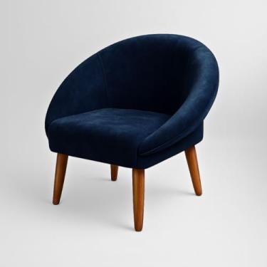 Imagem de Poltrona para Recepção Estofada Sala de Espera Confortável Reforçado Tecido Veludo MOBLAN decor (Azul)