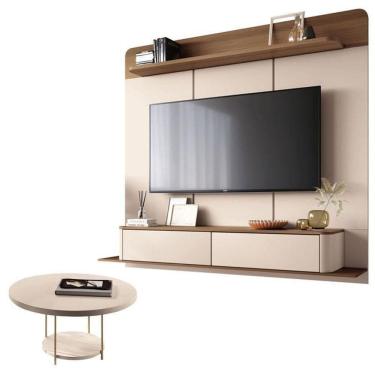 Imagem de Home Suspenso Galax Castanho Off White E Mesa De Centro Sky Off White- Hb Móveis