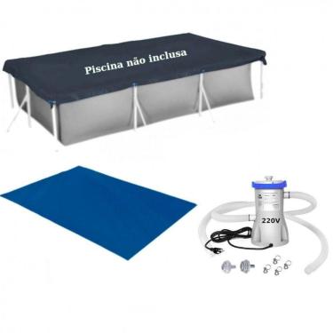 Imagem de Kit Capa + Forro Piscina 3700 Lts Mor + Bomba Filtrante 220V