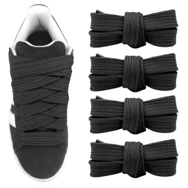 Imagem de UamGlsob 2 pares de cadarços planos planos de 3/10.2 cm (2 cm), cadarços planos e largos de comprimento de 99 a 163 cm, cadarços de substituição de cordas jumbo para sapatos de skate Adidas Superstars