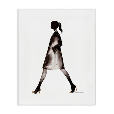 Imagem de Stupell Industries Desenho de arte de parede em tela silhueta de menina de casaco preto por Simone Elum, 76 x 61 cm