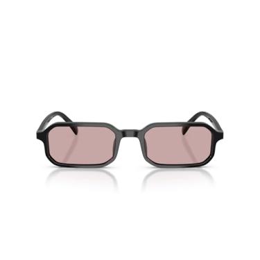 Imagem de Emporio Armani Óculos de sol masculinos retangulares EA4253U com ajuste universal, preto/rosa brilhante, 54 mm, Preto brilhante/rosa, 54 mm