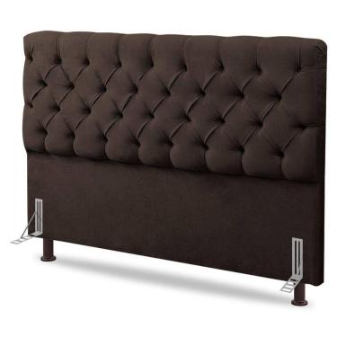 Imagem de Cabeceira Cama Box Casal Queen Size Lylla 160cm Capitonê Com Frame Suede Marrom - Desk Design