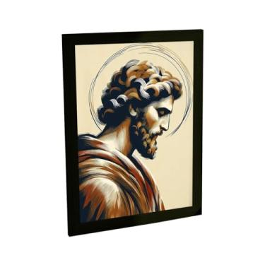 Imagem de Quadro Decorativo Religioso São Jose Ilustração Marrom Decoração Poster Quarto Sala