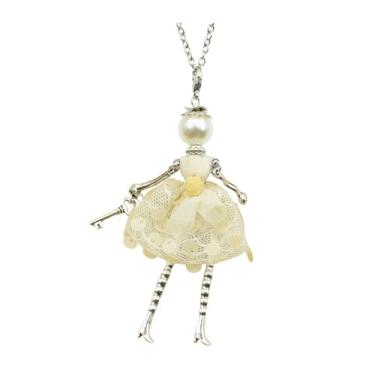 Imagem de OSCCI Colar de boneca de cristal Paris para mulheres, vestido bonito feito à mão com pingente de corrente longa, bijuteria de formatura, Metal, Sem Pedra Preciosa