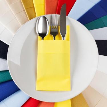 Imagem de Guardanapos de jantar com talheres AMERICAN HOMESTEAD - Guardanapos de mesa descartáveis semelhantes a panos dobrados - Serviettes de papel absorvente para casamentos, festas e eventos - 40 x 39 cm