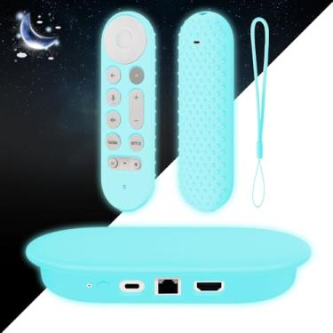 Imagem de Capa de silicone brilhante para Google TV Streamer 4K 2024, conjunto de capa protetora para Google TV Streamer 4K Host Box + controle remoto de voz, proteção antiderrapante contra arranhões e choque