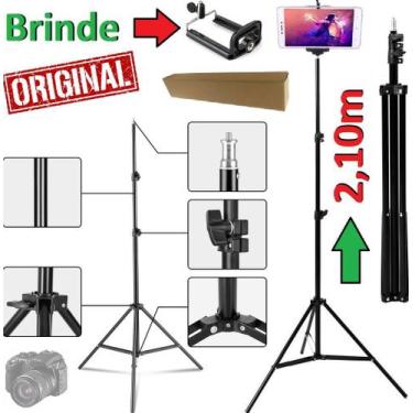 Imagem de Tripé Profissional 2,10 Profissional Câmera Celular Pedestal Robusto P