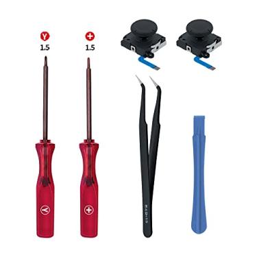 Imagem de Mcbazel Joystick analógico de substituição 3D para Switch/Switch OLED Joy-Con, kit de ferramentas de substituição para Switch Lite e controlador Joycon com chave de fenda + &Y, ferramenta de pinça,
