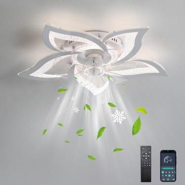 Imagem de Ventilador de teto reversível com luz e controle remoto LED luz de teto regulável inteligente com ventilador silencioso design de 6 velocidades para quarto lustre de sala de estar com tempor