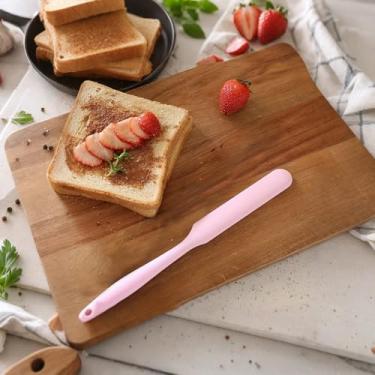 Imagem de Espátula de silicone para misturar manteiga para assar bolo, resistente ao calor, creme de manteiga, espátula raspadora de cozinha com alça, rosa