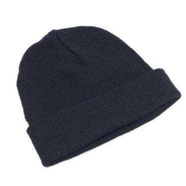 Imagem de Touca gorro de lã frio preta lisa masculina feminina-Unissex