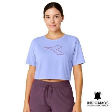 Imagem de Camiseta Cropped Diadora Uno New Running Feminina - Azul GG-Feminino