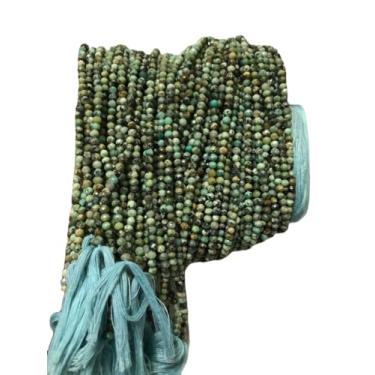 Imagem de Lady Works Fio de pedra natural turquesa Arizona de 33 cm, contas facetadas redondas de 3 mm para fazer joias DIY | Beads_00948