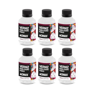 Imagem de Kit 6 Verniz Para Tinta Couro Fosco Acrilex 100ml Cada – Acabamento Profissional, Base Água, Proteção Duradoura para Couro Natural e Sintético