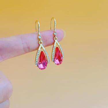 Imagem de Brincos de gota de cristal azul de diamante cintilante vintage, brincos de gancho novos e delicados, joias de luxo elegantes para mulheres, 0.7 inches * 0.7 inches, Acrílico, Sem pedra preciosa