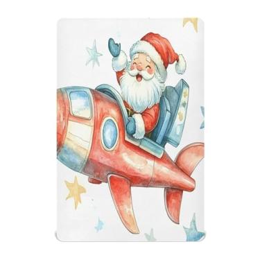 Imagem de Wassud Jogo de lençol fofo de berço de Papai Noel feliz para meninos e meninas, respirável, lençol com elástico, neutro, 71 x 132 cm