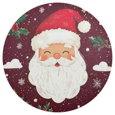Imagem de xigua Jogo americano redondo de Natal Papai Noel, conjunto de 6, tapete de mesa redondo antiderrapante resistente ao calor, tapetes de mesa de 48 cm para decoração de cozinha, jantar e festa