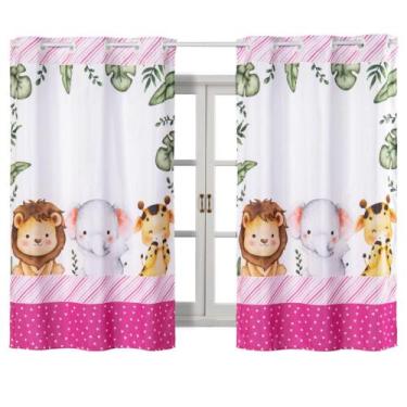 Imagem de Cortina Infantil 2,00m x 1,50m Com Bainha Para Quarto Bebê Safari Baby