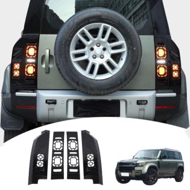 Imagem de JONKOKO Kit de lanterna traseira preta ABS compatível com Land Rover Defender 90 110 130 2020-2026 Luzes de freio traseiro, acessórios de capa de proteção de lanterna traseira externa de carro