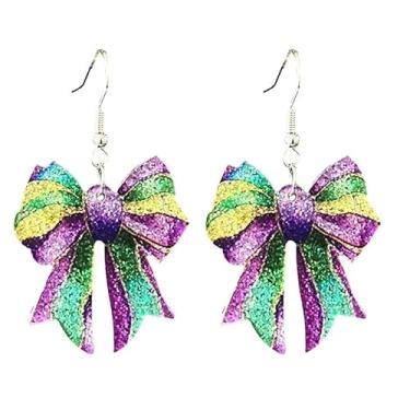 Imagem de Brincos de carnaval acílicos brilhantes de carnaval com pingente de gota amarelo acílico verde roxo carnaval fantasia acessórios de joias, Acrílico, Sem pedra preciosa