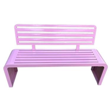 Imagem de Banco de jardim galvanizado ao ar livre banco de pátio à prova de ferrugem, bancos de metal ao ar livre parque de namoradeira resistente com banco de encosto para entrada de deck de jardim de parque