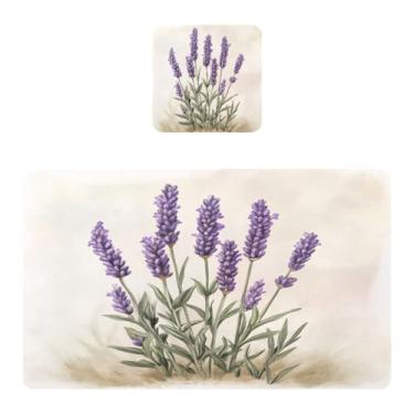 Imagem de Burbuja Jogo americano conjunto de 2, tapetes de mesa de cozinha retrô lavanda PVC antiderrapantes resistentes ao calor à prova d'água para mesa de jantar, laváveis, 30,5 x 45,7 cm