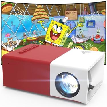 Imagem de Projetor com WiFi e Bluetooth, mini projetor portátil 1080p HD 431.8 cm, projetor externo compatível com telefone/tablet/laptop/TV Stick/PS4/HDMI vermelho (vermelho)