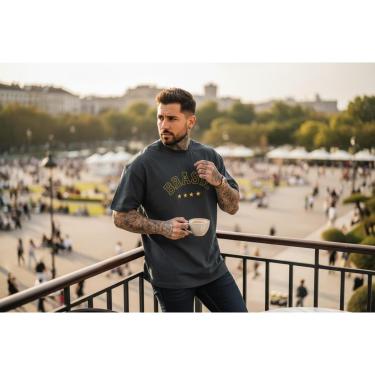 Imagem de Camiseta Masculina Estampada Brasil Jogos 2026 Manga Curta em Algodão do P ao G1-Masculino