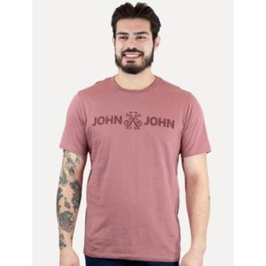 Imagem de Camiseta John John Masculina JJ Basic Logo Rusty Rosa Médio-Masculino