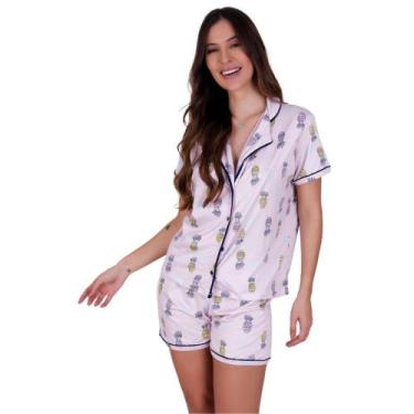 Imagem de Pijama Americano Manga Curta com Gola e Short Estampado Anastácia- c11