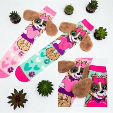 Imagem de Meias 3D Infantil Maluca Divertida Personagens oi - NoBrand, Dog Coraç