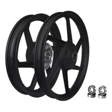 Imagem de Par De Roda Liga Leve 6 Palitos Biz 125 06 Á 21 Com rolamento - Fabrec