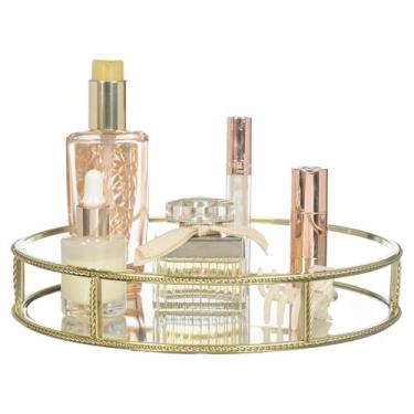 Imagem de Bandeja Luxo Espelhada Decoração Perfumes Cosméticos Lavabo Banheiro C