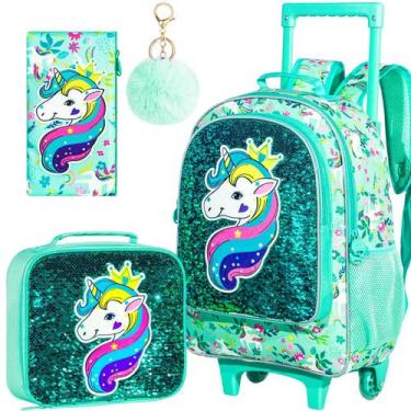 Imagem de Mochila Escolar Infantil com Rodinhas Gxtvo - Unicórnio