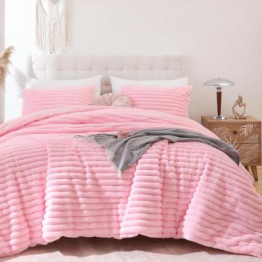 Imagem de Conjunto de edredom Smoofy Fluffy Queen Pink Fleece, 3 peças