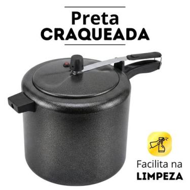 Imagem de Panela de Pressão Grande 10 L Preta Craqueada Alumínio Forte - GRENADA