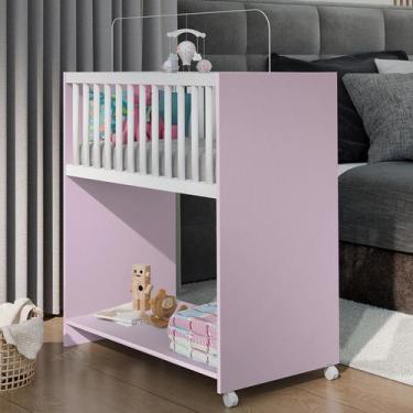 Imagem de Mini Berço Baby 2 em 1 96,5cm x 88,5cm x 45,0cm Rosa/Branco - J&A Móve