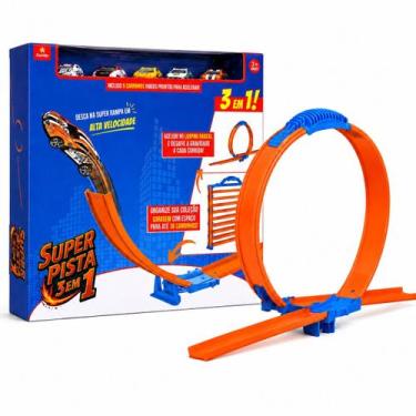 Imagem de Super Pista 3 em 1 Loop Rampa E Garagem C/ 5 carrinhos - Castela