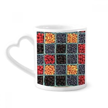 Imagem de Caneca de cerâmica com imagem de frutas frescas frutas vermelhas caneca de café copo de coração de vidro