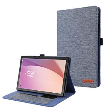 Imagem de Compatível com Lenovo Tab M9 Case de 9,0 polegadas (TB-310FU) Lançado em 2023, Flip Fold Stand Case Capa de impressão de tecido protetor com ativação automática Sleep com slots de cartão (Color : Blu