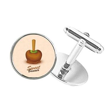 Imagem de DIYthinker Abotoaduras com clipe de botão redondo para sorvete de chocolate marrom verde