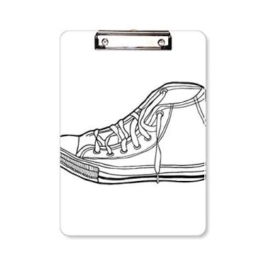 Imagem de Sapato de lona branco padrão pintado à mão prancheta pasta bloco de escrita placa de suporte A4