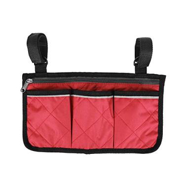 Imagem de FastUU Bolsa lateral para cadeira de rodas, bolsa de andador multifuncional, acessório para cadeira de rodas elétrica (vinho vermelho)