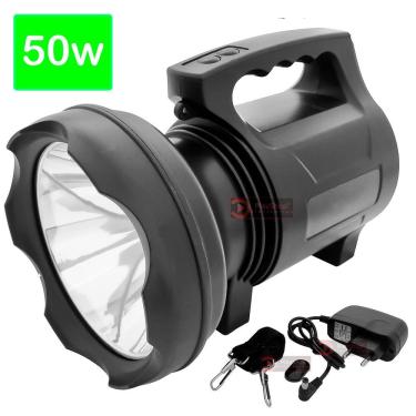 Imagem de Lanterna Farolete  Farol Recarregável Super LED 50W Mais Forte Longo Alcance Fazenda A...