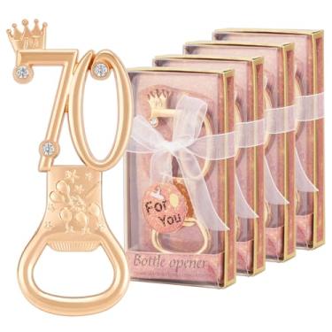 Imagem de Orlabno Lembranças de festa de aniversário de 70 anos - pacote com 24 abridor de garrafas de ouro rosa, lembranças de casamento, suprimentos de festa temática com caixa de presente